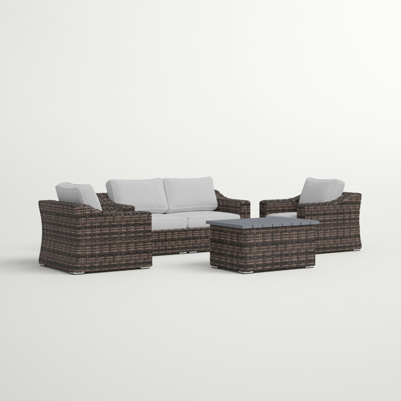 Dayse Fully Assembled 4 - Person Seating Group with Cushions | Wicker Sofa, Espresso
