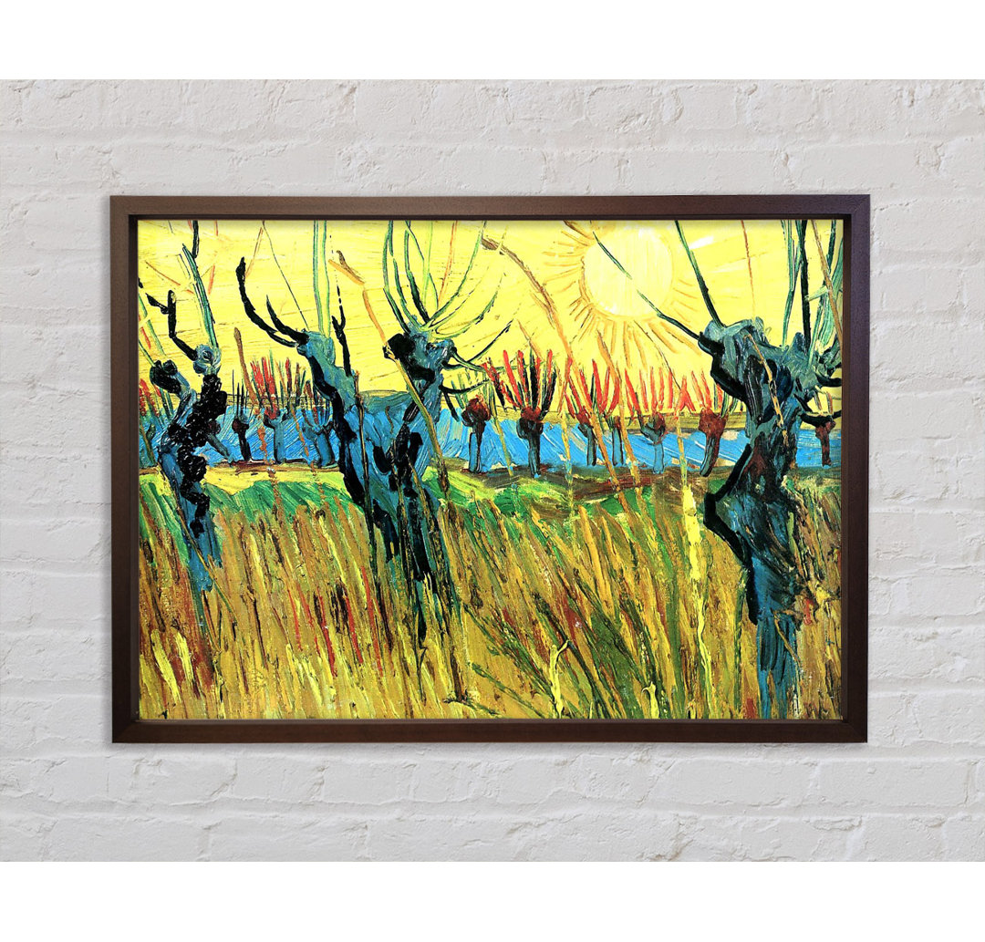 Weiden bei Sonnenuntergang von Vincent Van Gogh - Einzelbildrahmen Kunstdrucke auf Leinwand