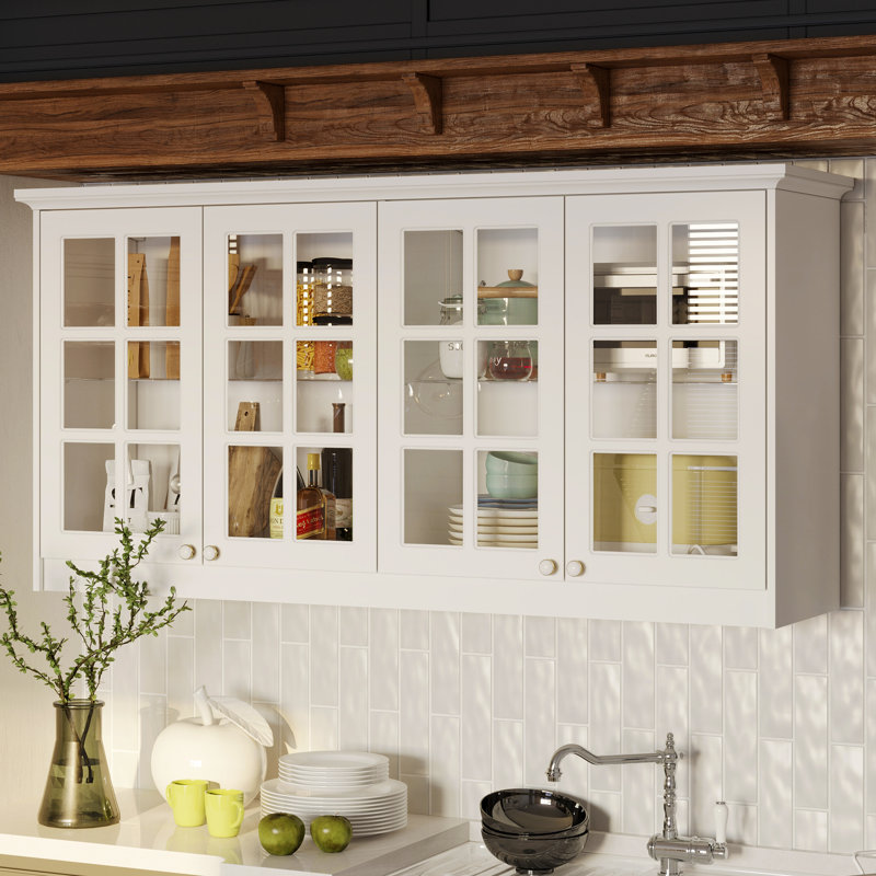 Versatile 4-Door Storage Cabinet With Tempered Glass