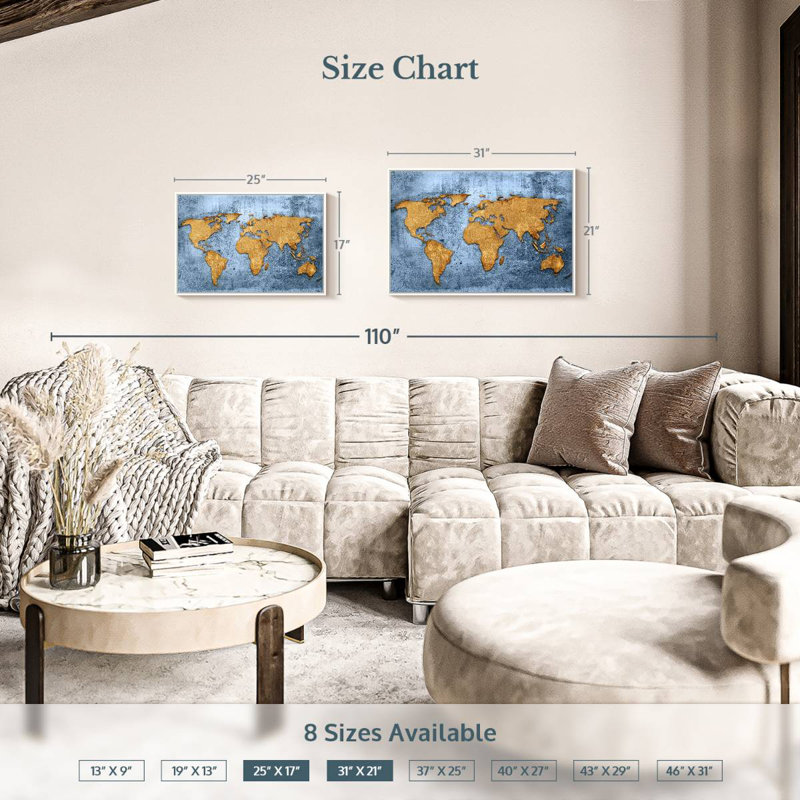 Azure World Luro, Cadre flottant blanc, 25 po x 17 po