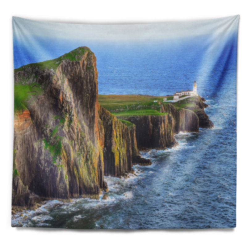 Photographie rocky ocean coastline écosse tapisserie, H 68 po x l 80 po
