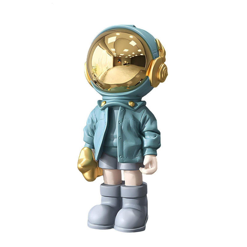 Medium Astronaut Statue Blue Spaceman Sculpture