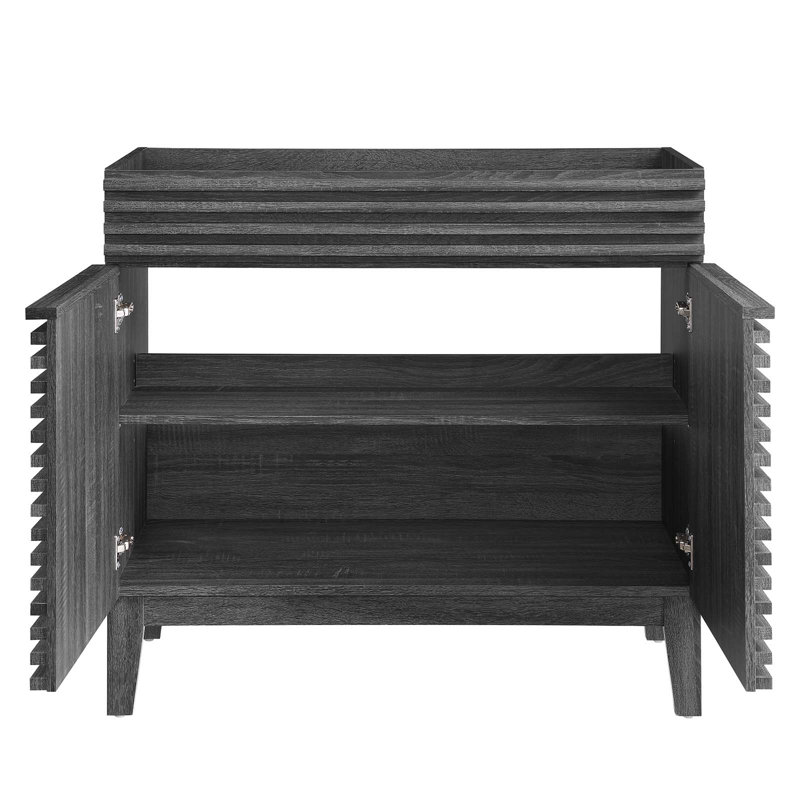 Charcoal 35" MDF and Particleboard Mid-Century Modern Bathroom Vanity