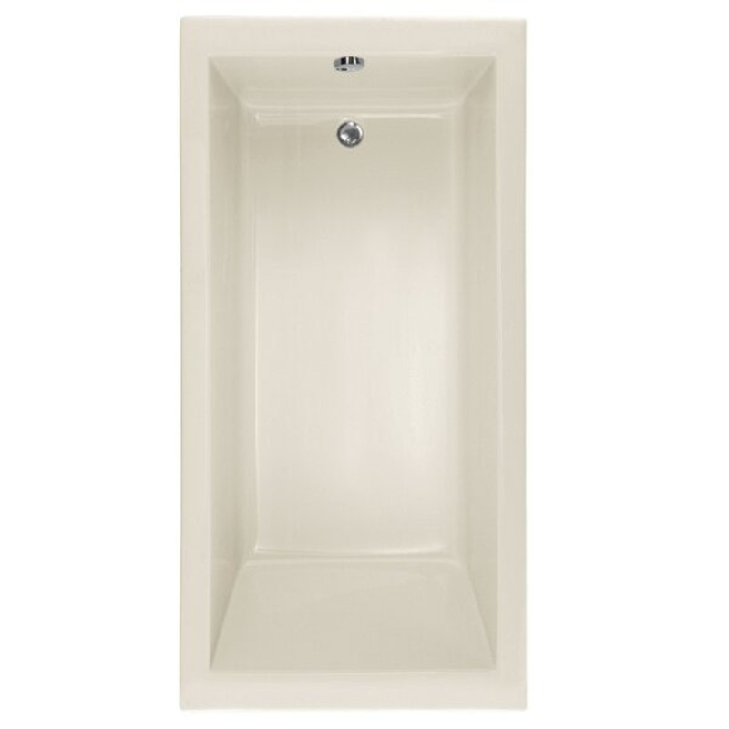 Lacey 60'' L Soaking Bathtub, Biscuit, Matte Black