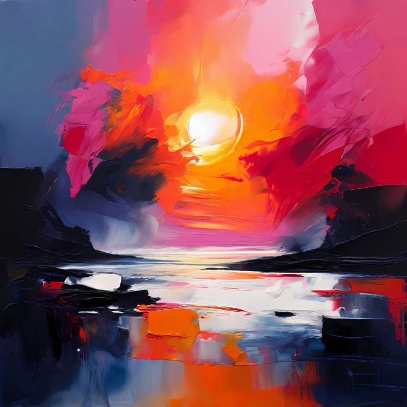 L'art du coucher de soleil, H 24 po x l 24 po