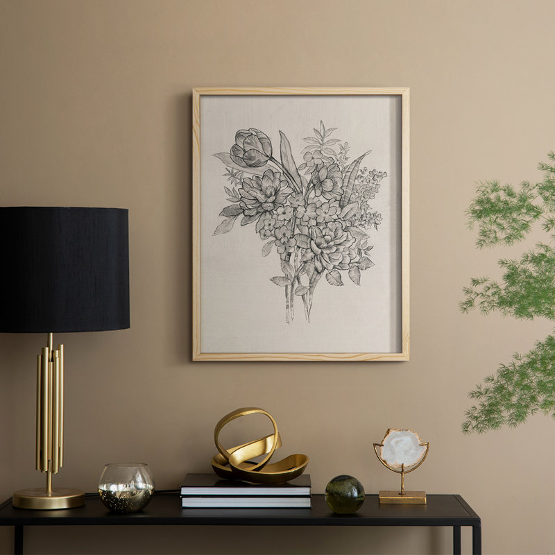 Floral Bouquet I, reproduction encadrée - bois massif, H 21 po x l 17 po, Naturel
