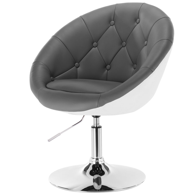Princeton Velvet Swivel Lounge Chair, White/Grey, Chrome