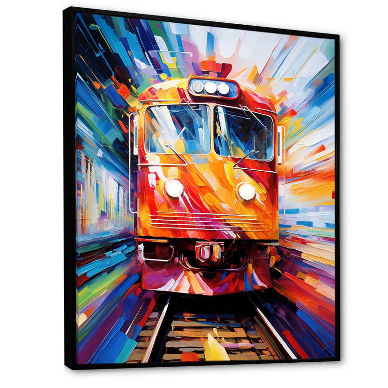 Train abstrait fusion de couleurs - impression, Cadre flottant noir, H 20 po x l 12 po x P 1 po