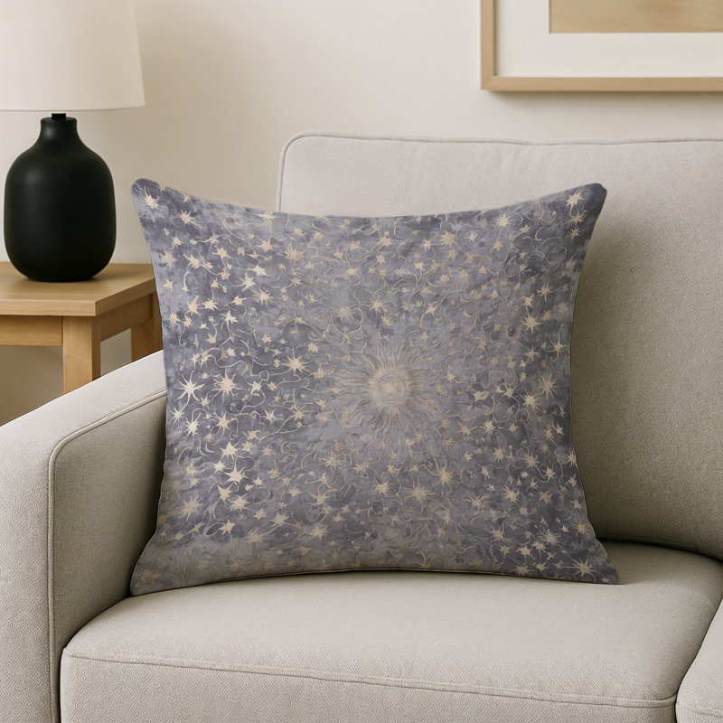 Coussin décoratif intérieur / extérieur bleu Modern Modern, Gris / abstrait 2, Carré 20 po