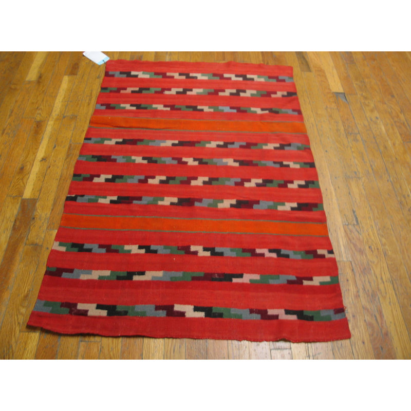 Antique Navajo American Coral 1890s Rug