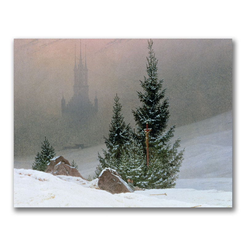 Winter Landscape Canvas Art with Snowy Trees and Church