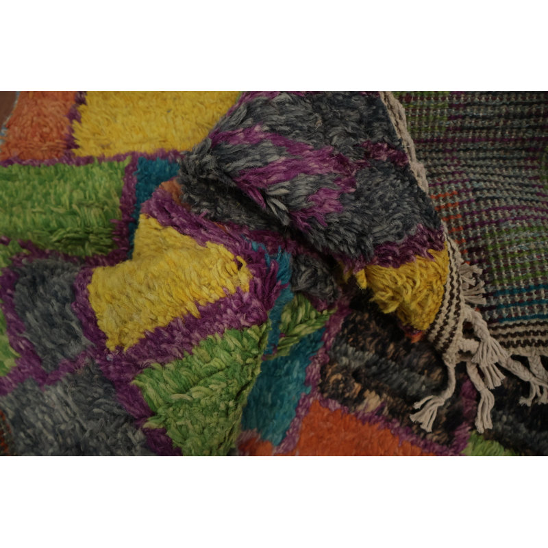 Tapis marocain multicolore à carreaux multicolores 9 x 13