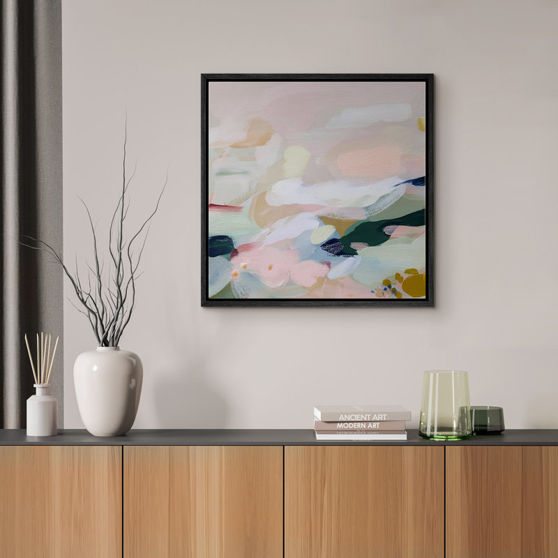Doux pastel abstrait, décoration murale pour salon, chambre à coucher, reproduction d'art sur toile encadrée, Noir