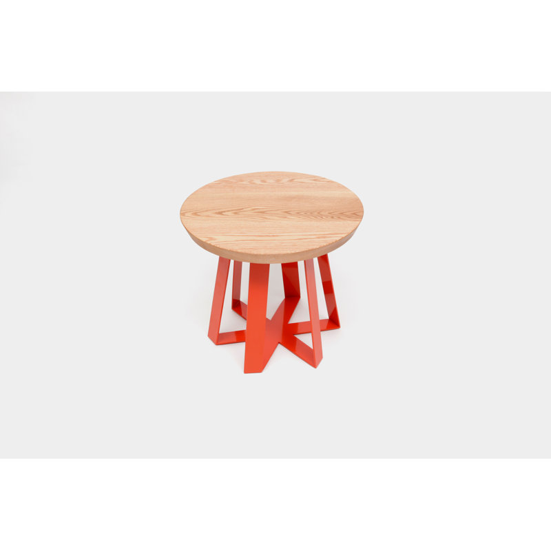 ARS Solid Wood Top End Table, Oak, Orange
