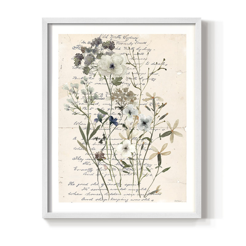 «Flea Market Botanical I», reproduction encadrée - bois massif, H 11 po x l 9 po, Blanc