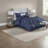 Elegant Navy 7 Piece Bedding Sets, Polyester Tufted Collection For Home