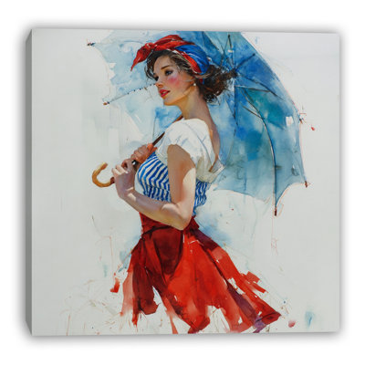 Parisian Umbrella Wrapped Canvas Wall Art