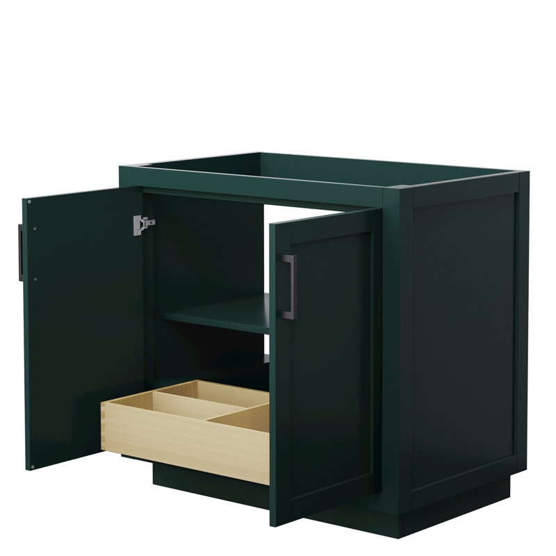 Base de meuble-lavabo simple autoportante 35,25 po Miranda, Vert foncé / noir