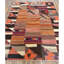 Tapis turc en laine tissé à plat à motif géométrique de style village des années 1930 de 6 pi 8 po x 8 pi 6 po