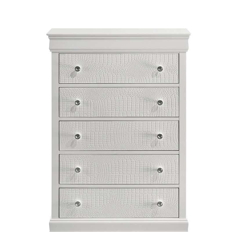 Commode 5 tiroirs Blaze, Blanc