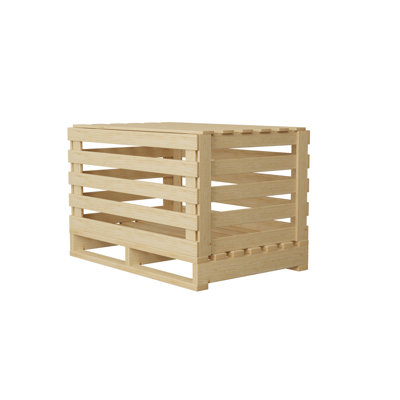 Caisse d'expédition en bois empilable avec structure à lattes robuste, facile à ranger et à transporter, 44 x 29 x 20, beige