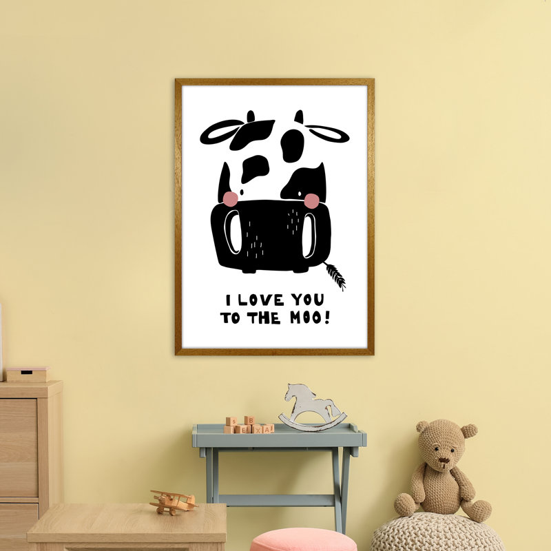 Cow by Miniofmine - Print, 88cm H x 64cm W x 3cm D, Brown Framed