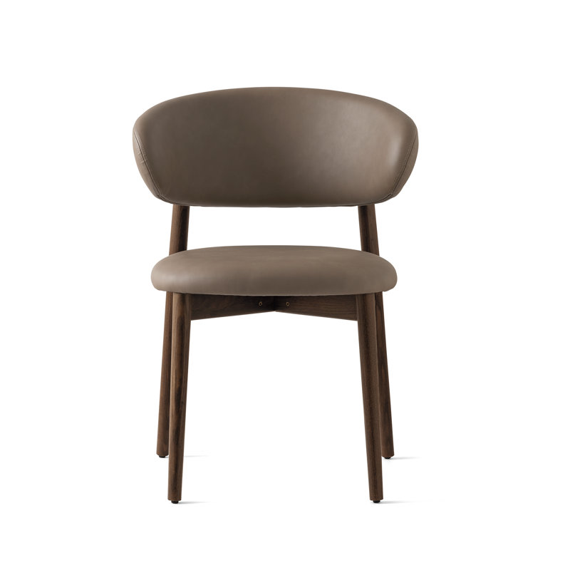 Chaise rembourrée Oleandro avec base en métal, Boue brune, Fumée