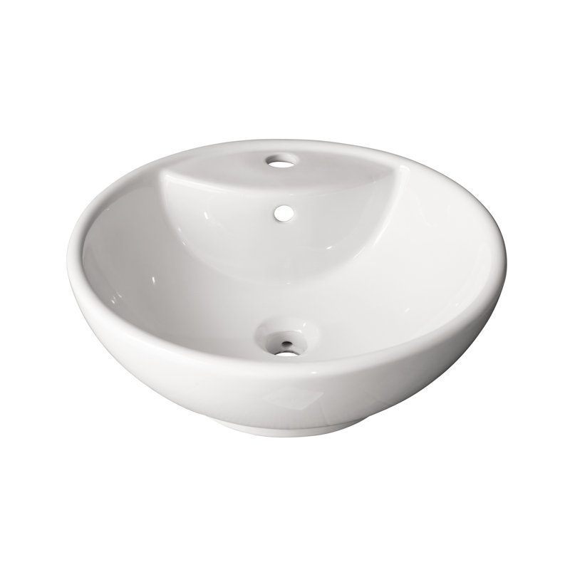 AGUA CANADA Felicia 18.13'' Porcelain Circular Bathroom Sink with Overflow