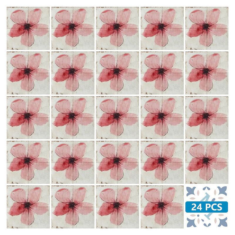 Carreau de mosaïque floral auto-adhésif en vinyle 7 po x 7 po
