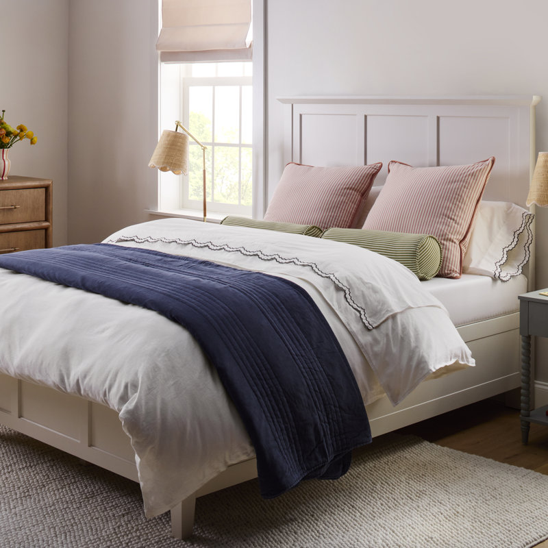 Jeffen Linen Blend Duvet Set, White, Full/Queen Duvet Cover + 2 Standard Shams