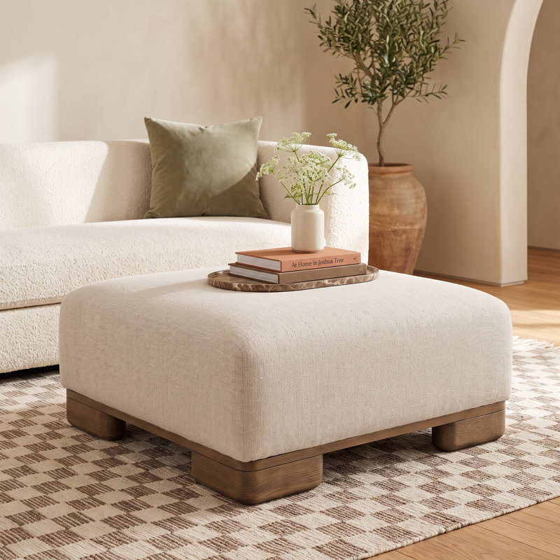 Beau Performance Fabric Ottoman, Beige