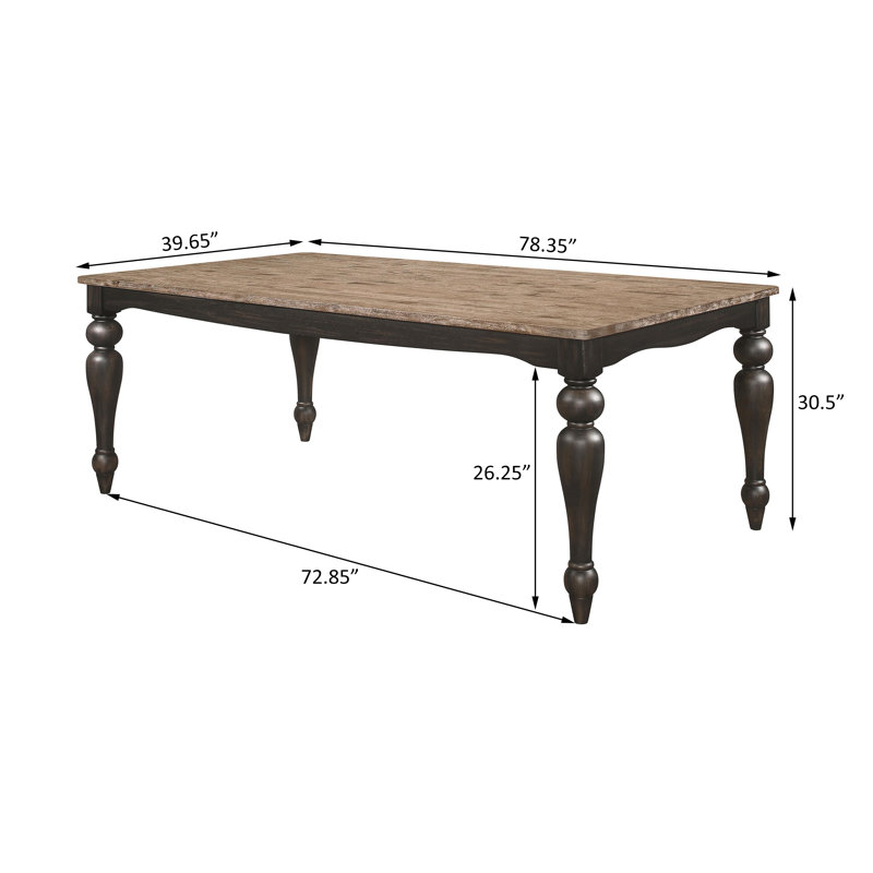 Rectangular 79-inch Dining Table Brown Brushed