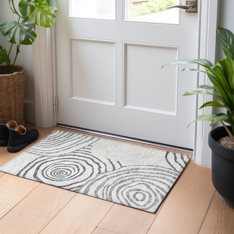 Premium Machine Washable Prisco Gray Rug, Rectangle 1'8" x 2'6"