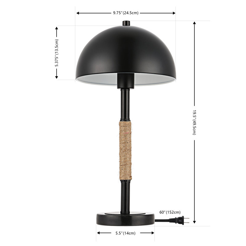 Vandervort Table Lamp, Black, Black
