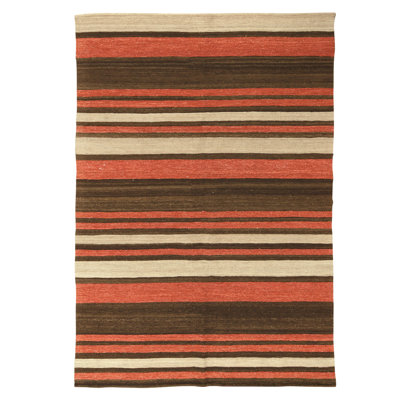 Tapis rectangulaire en laine à tissage plat