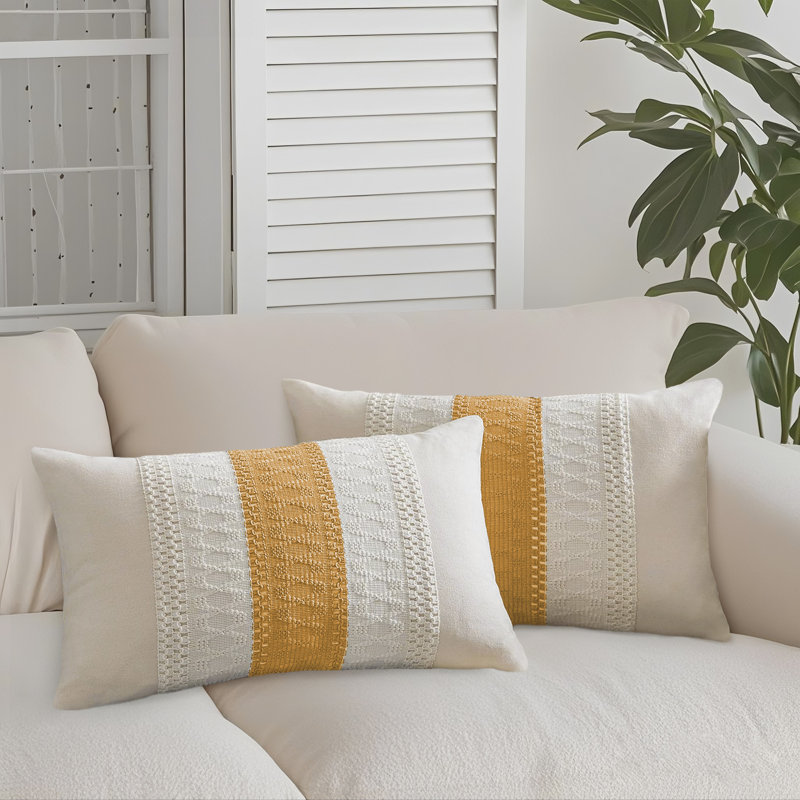Housse de coussin Barossa, Rectangle H 12 po x l 20 po, Jaune