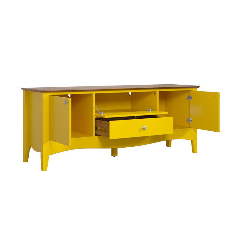 Delrick TV Stand, Yellow/Brown