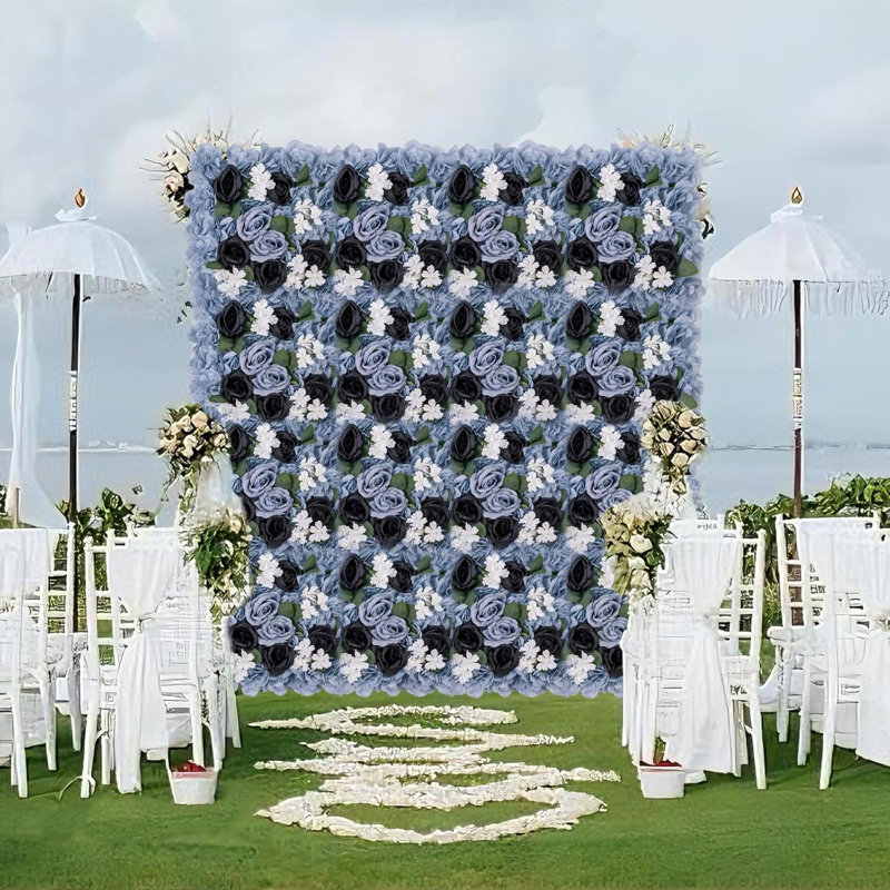 Paquet de 12 panneaux muraux de fleurs artificielles roses, fond floral en soie 3D pour fête de mariage