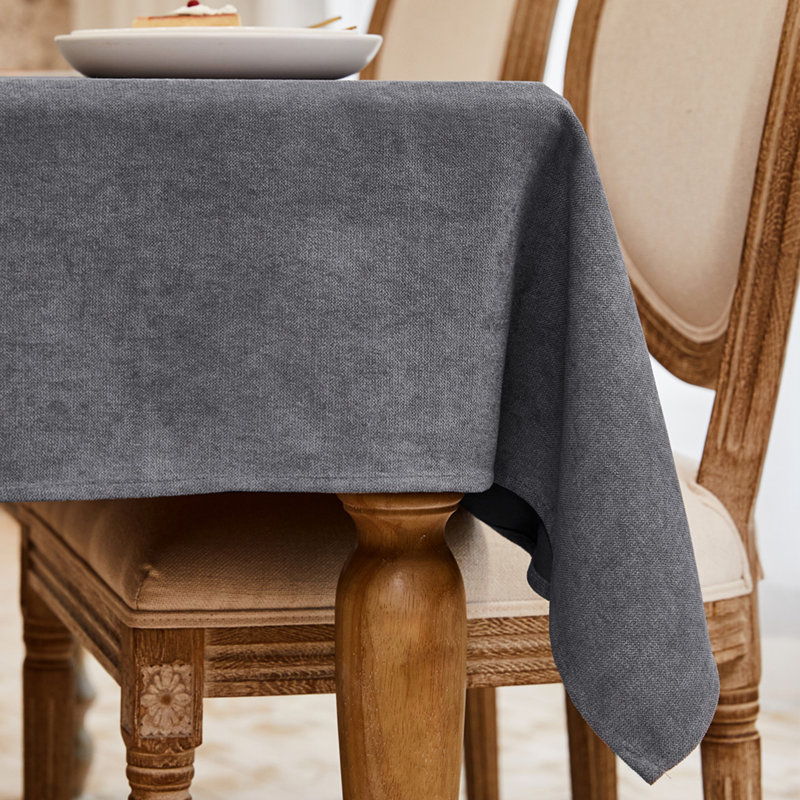 Gimena Fall Rectangle Stain Resistant Tablecloth, 118" L x 57" W, Dark Gray