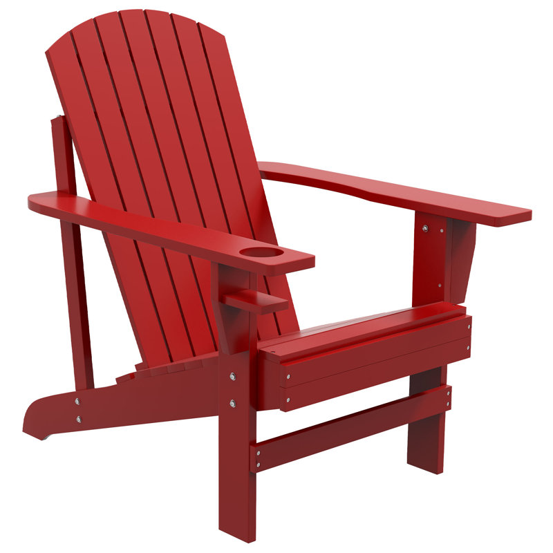 Chaise Adirondack classique en bois massif Anayla, Rouge