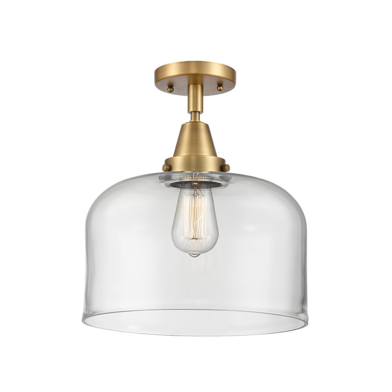 Glass LED Flush Mount, No Bulb Included, Yes, Brushed Brass