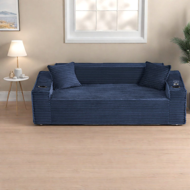 Canapés à compression, canapé moderne en velours côtelé de 80,7 pouces pour maison compacte