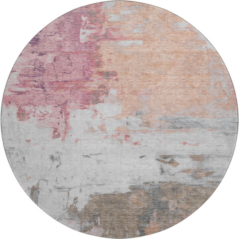 Tapis abstrait lavable à la machine Premium, Rond 8 pi