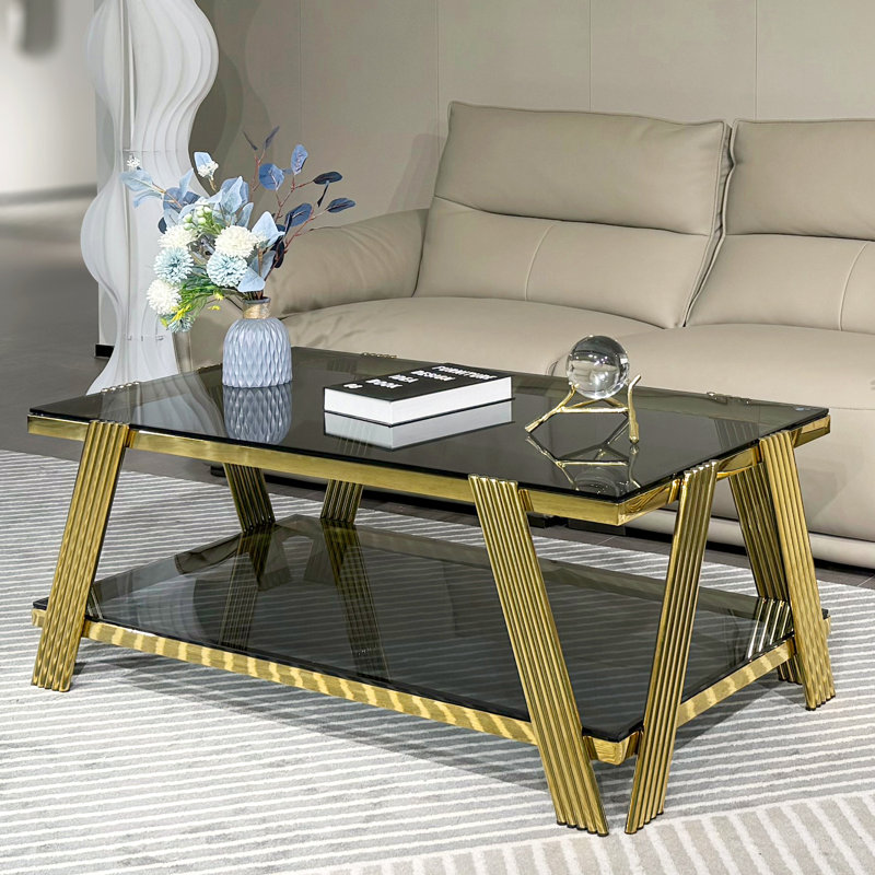Table basse Allyse, Or, Noir