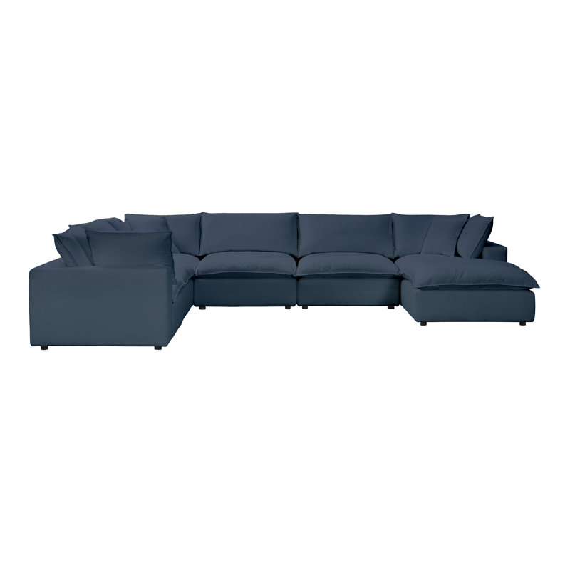 Canapé modulaire réversible de coin de 59 po avec repose-pieds Ellaria, Bleu marine Livesmart®
