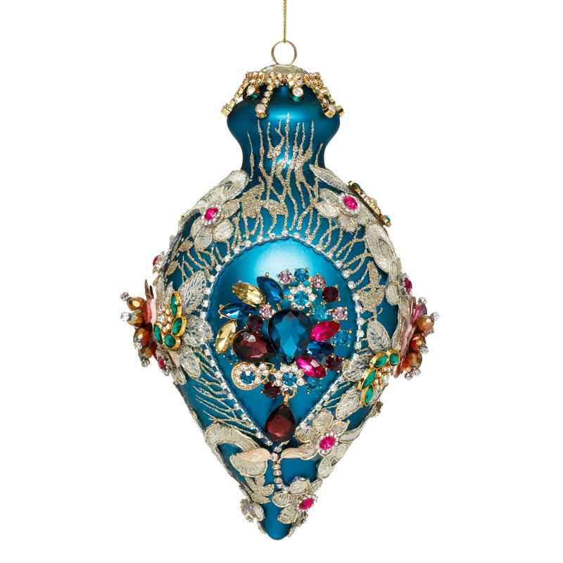 Kings Jewel Fancy Finial Ornament, Teal - 8 Inches