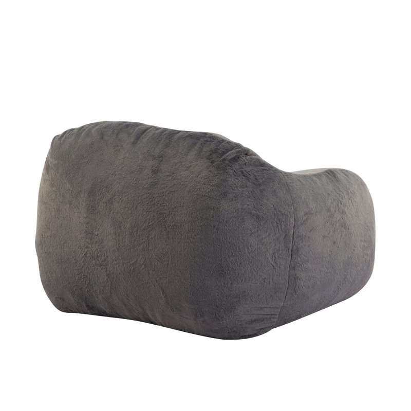 Fauteuil à billes d'intérieur, fausse fourrure grise
