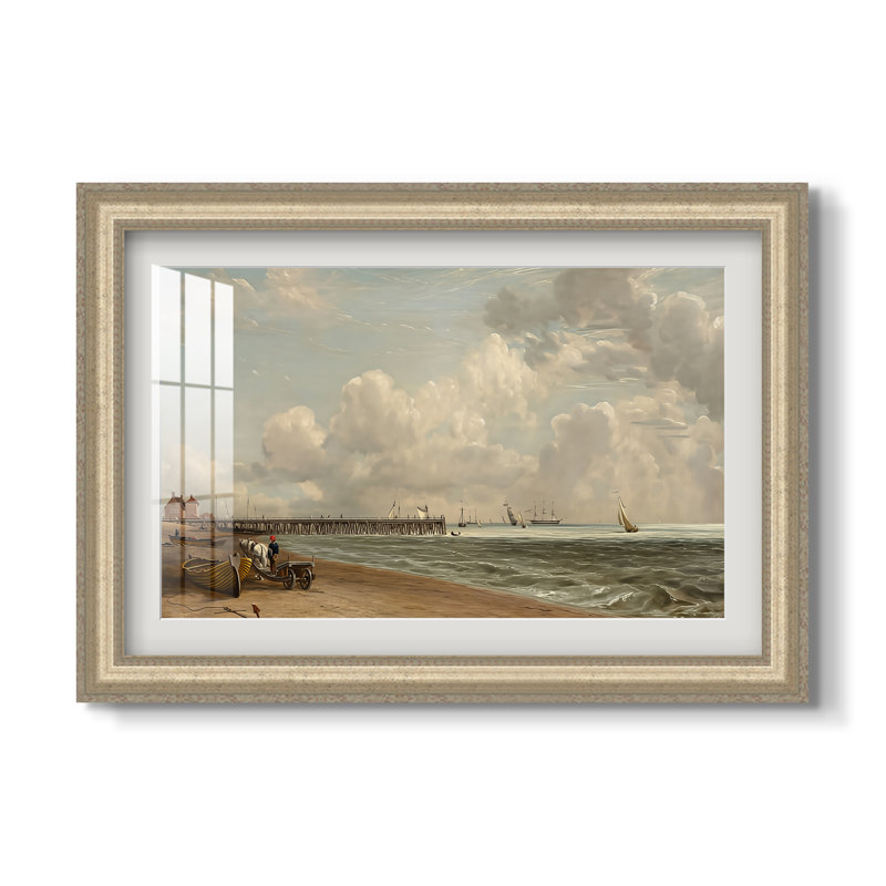 " Yarmouth Jetty " by John Constable, 20x28 INNER SIZE, Impression encadrée avec passe-partout