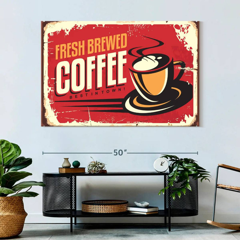 Fresh Brewed Coffee Wall Sign, 34" H x 51" W