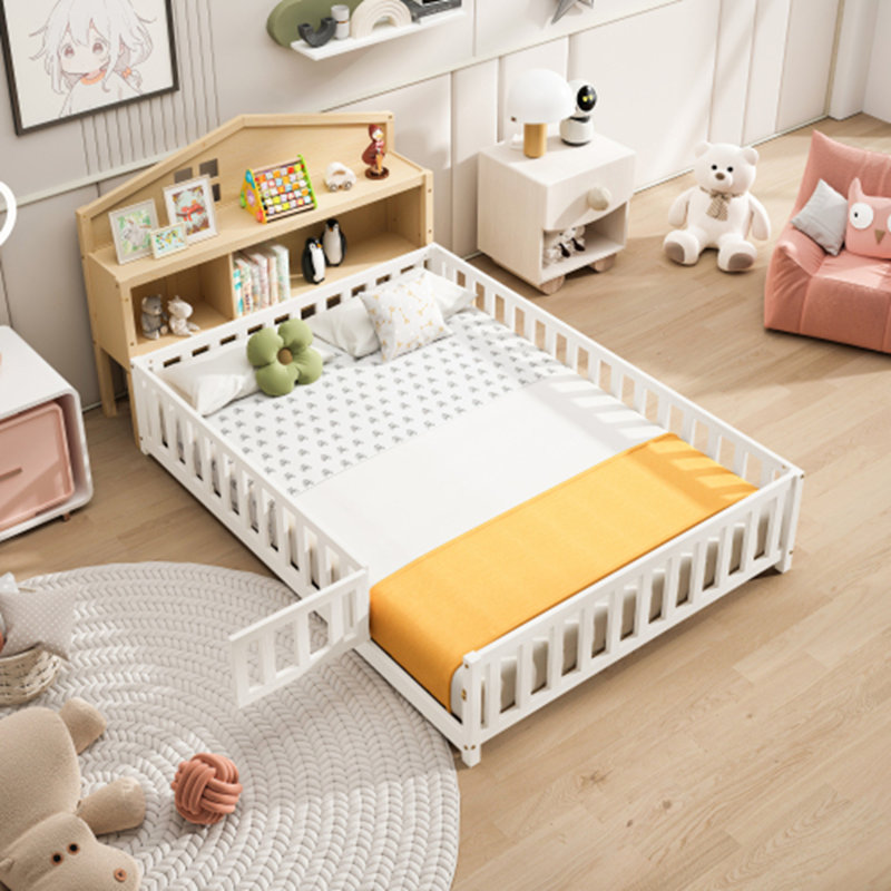 Headboard Storage Cabinet for Full-size Montessori Floor Bed , Freely collocation, Natural